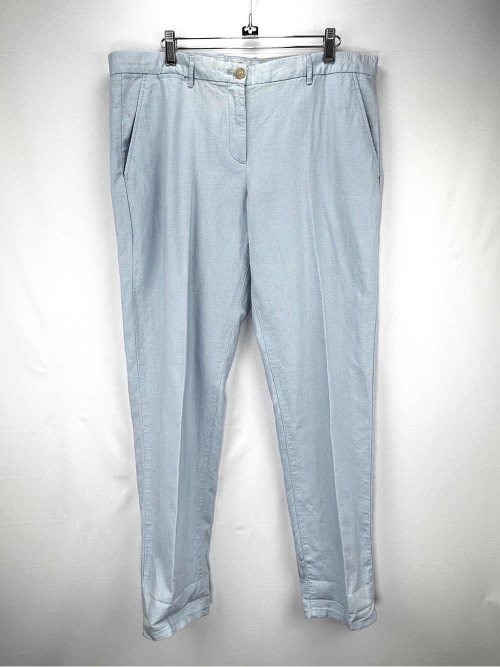 GAP Light Blue Women's Tailored Straight Leg Pleated Trousers (linen & cotton)